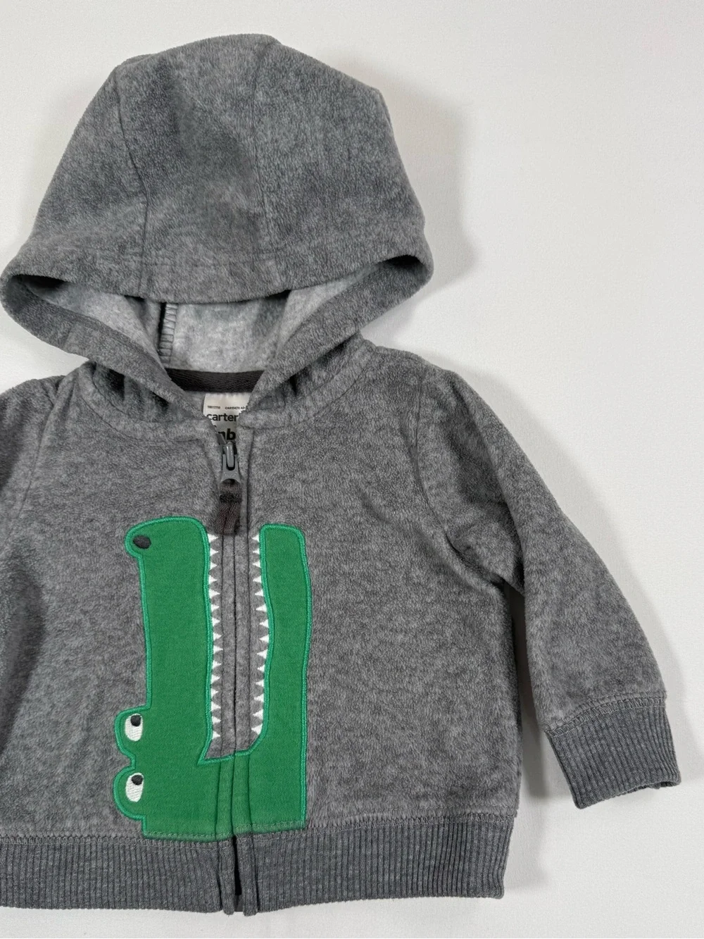 CARTER’S Boys‎ Crocodile Alligator Zip Hoodie NB Animal Applique Cozy Fleece